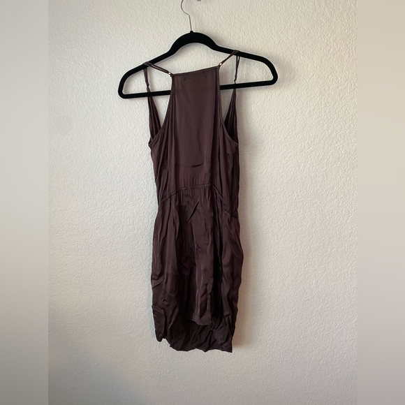 NWT Young Fabulous and Broke Chocolate Brown Button Up Side Slit Mini Dress - Picture 6 of 7